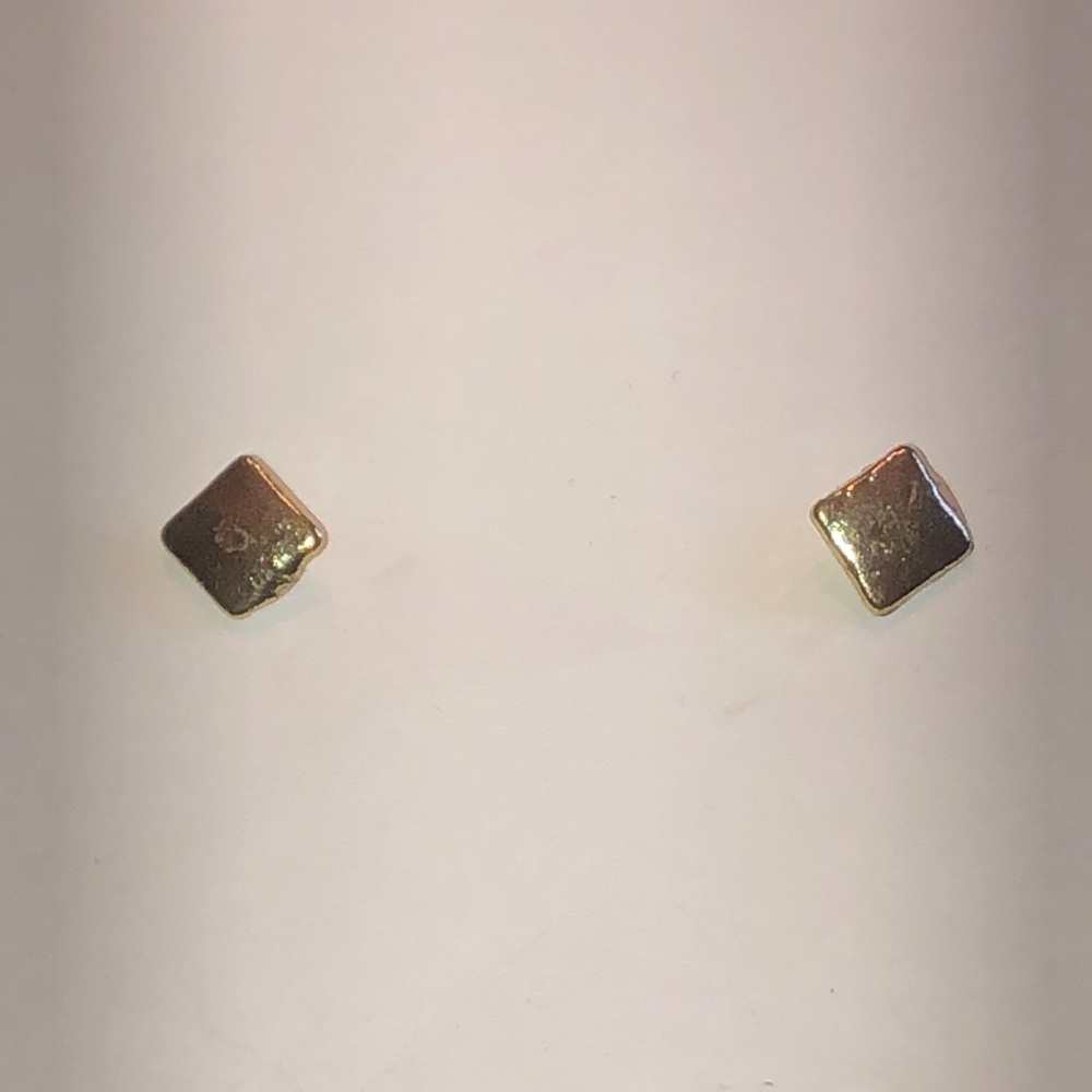 Gold Tone Dainty Square Boho Stud Earrings